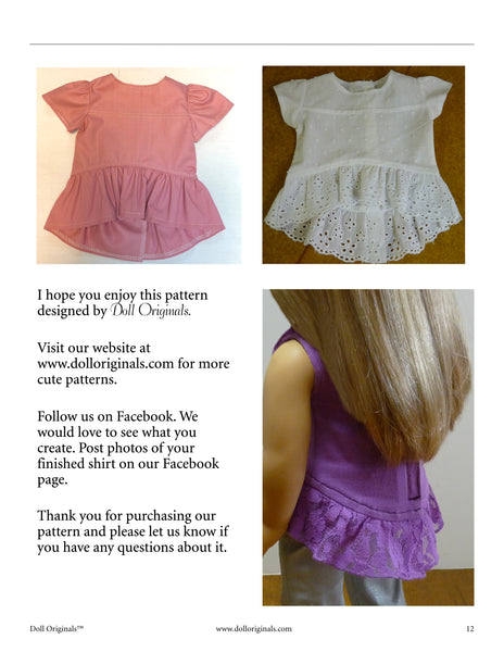 Doll Originals City Girl Hi-Lo Peplum Top Pattern