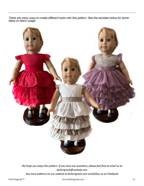 Holidays and Celebrations Ruffle Dress Pattern for 18" dolls