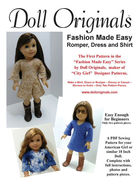 Fashion Made Easy - Shirt, Dress & Romper Pattern by "Doll Originals"