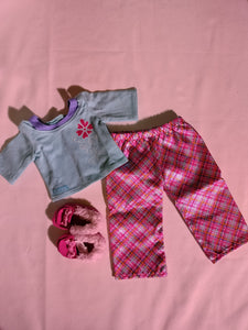 American Girl - Petals & Plaid 3 Pc Pajama Set – dolloriginals