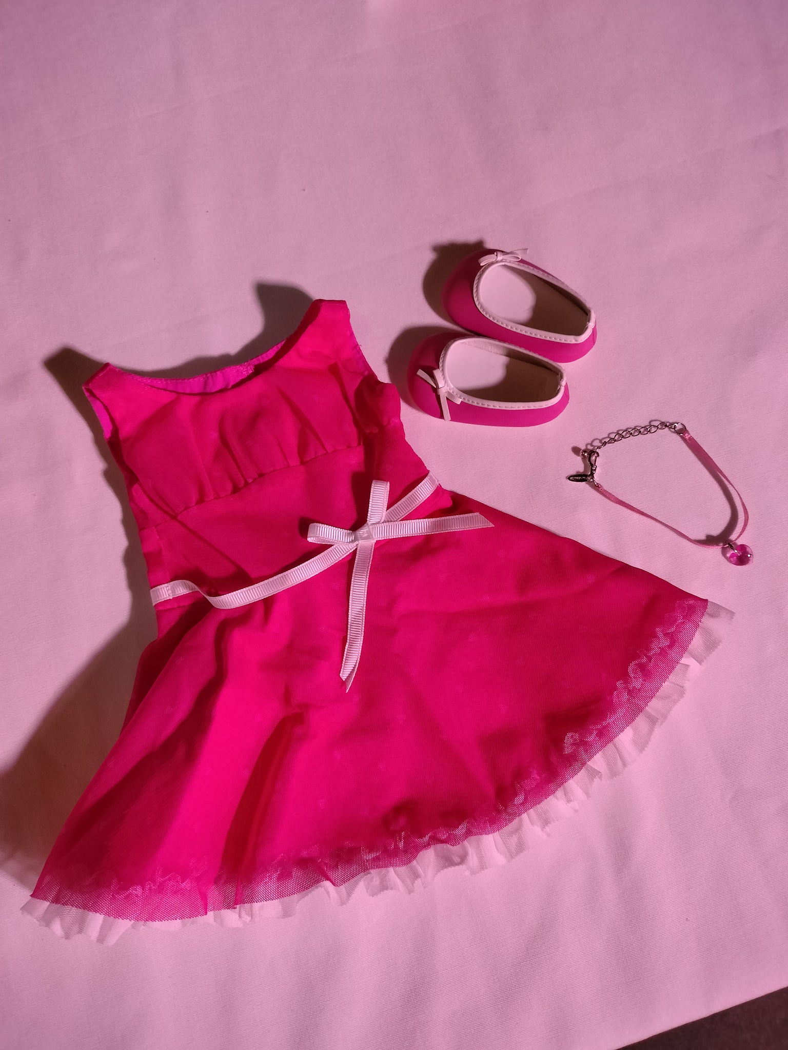 American Girl - Pink Heart Dress Complete with Necklace and Shoes dolloriginals American Girl - Pink Heart Dress Complete with Necklace and Shoes dolloriginals