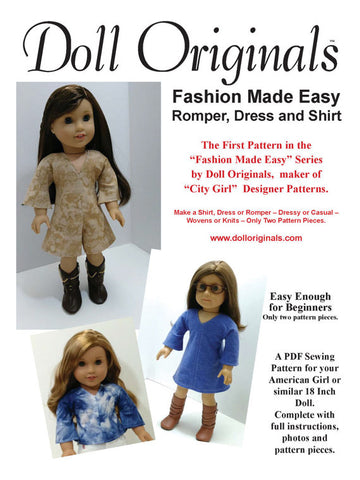Fashion Made Easy - Shirt, Dress & Romper Pattern by "Doll Originals"